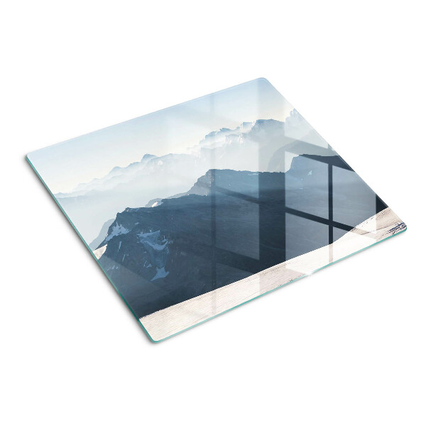 Glasschneidebrett Berglandschaft in den Wolken
