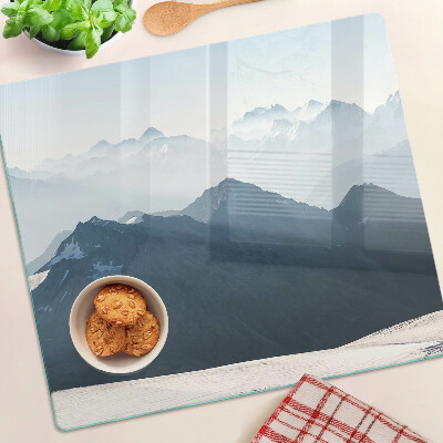 Glasschneidebrett Berglandschaft in den Wolken