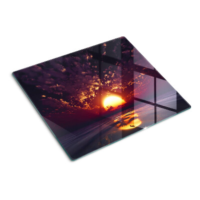 Schneidebrett glas Sonnenuntergang über dem Meer