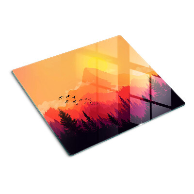 Glasschneidebrett Berglandschaft bei Sonnenuntergang