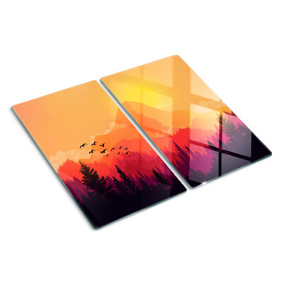 Glasschneidebrett Berglandschaft bei Sonnenuntergang