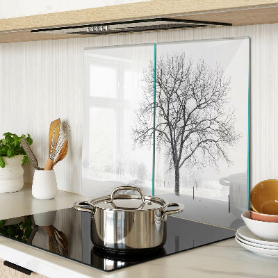 Glasschneidebrett Leere Winterlandschaft mit einem Baum