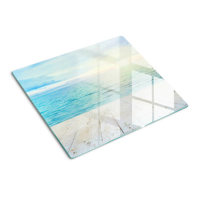 Glasschneidebrett Das Meer und der Holzsteg