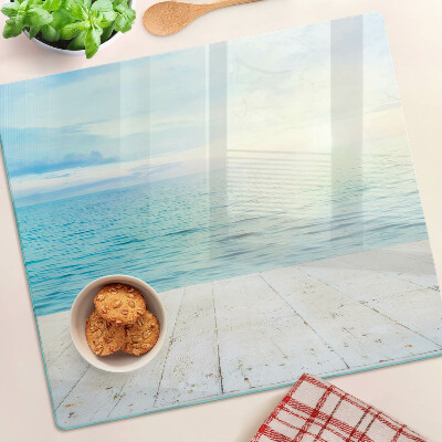 Glasschneidebrett Das Meer und der Holzsteg