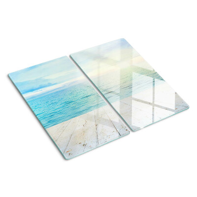Glasschneidebrett Das Meer und der Holzsteg