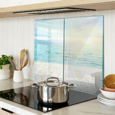 Glasschneidebrett Das Meer und der Holzsteg