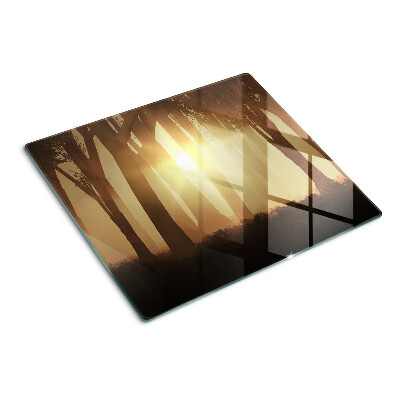 Glasschneidebrett Sonnenuntergang im Wald