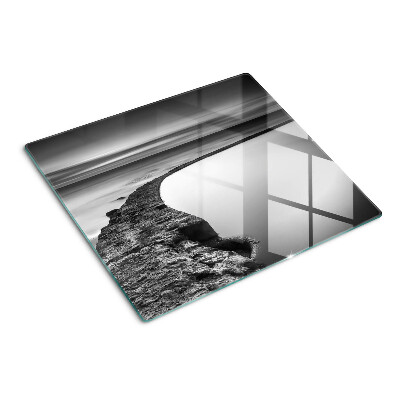 Schneidebrett glas Küstenlandschaft in Grautönen