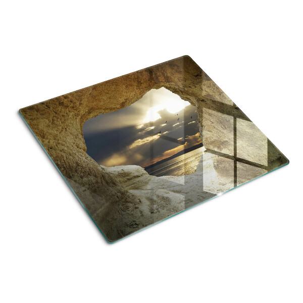 Schneidebrett glas Blick auf das Meer durch die Grotte