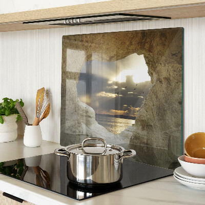 Schneidebrett glas Blick auf das Meer durch die Grotte