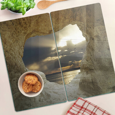 Schneidebrett glas Blick auf das Meer durch die Grotte