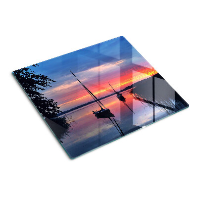 Glasschneidebrett Sonnenuntergang über dem See