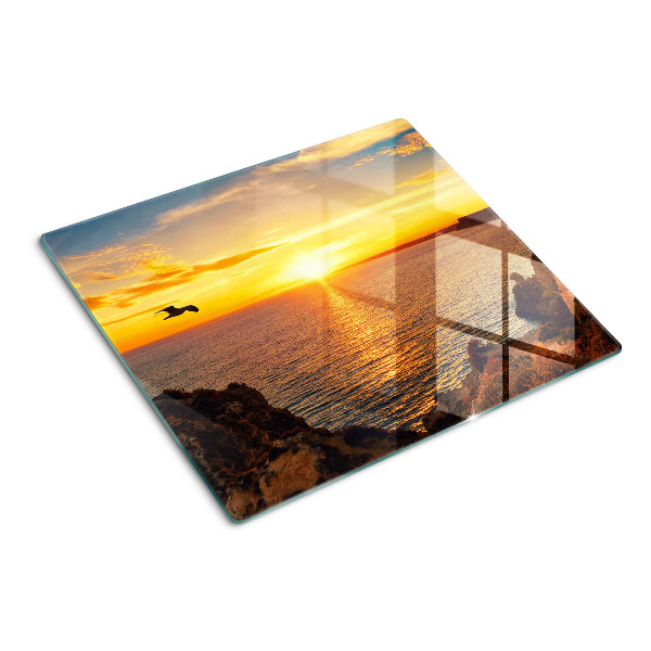 Glasschneidebrett Sonnenuntergang über dem Meer