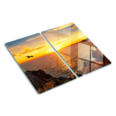 Glasschneidebrett Sonnenuntergang über dem Meer
