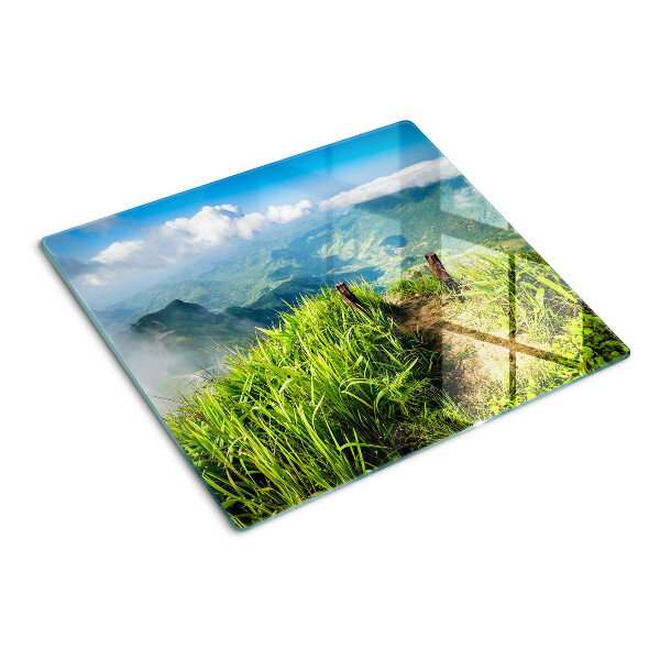 Schneidebrett glas Berglandschaft mit viel Grün