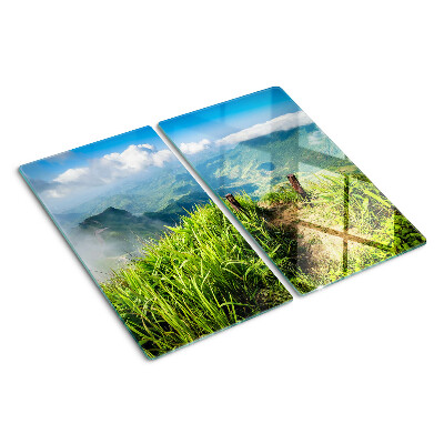 Schneidebrett glas Berglandschaft mit viel Grün