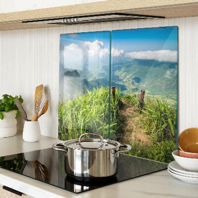 Schneidebrett glas Berglandschaft mit viel Grün