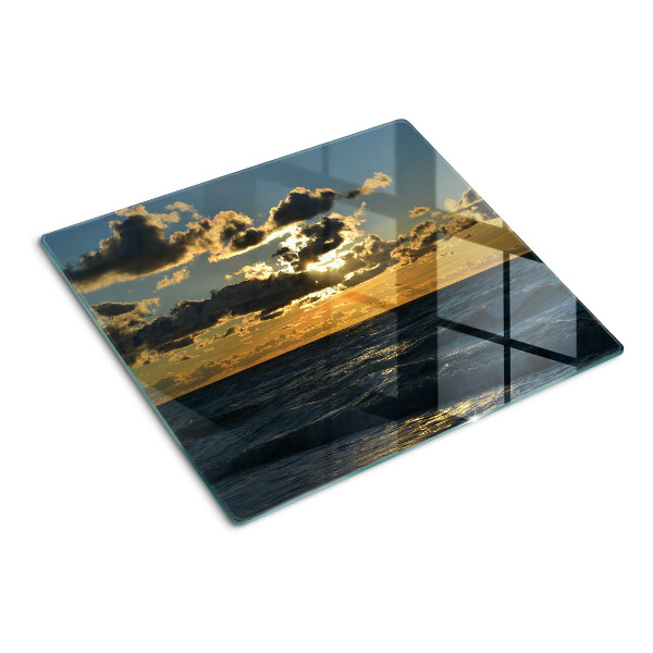 Schneidebrett glas Sonnenuntergang über dem Meer