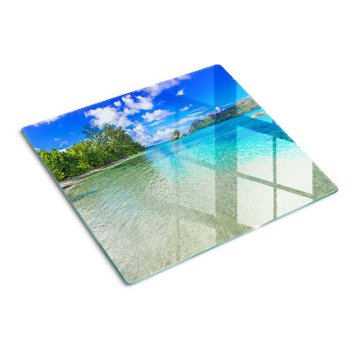 Glasschneidebrett Tropischer Strand mit azurblauem Wasser