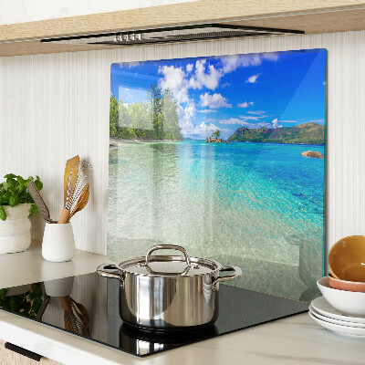 Glasschneidebrett Tropischer Strand mit azurblauem Wasser