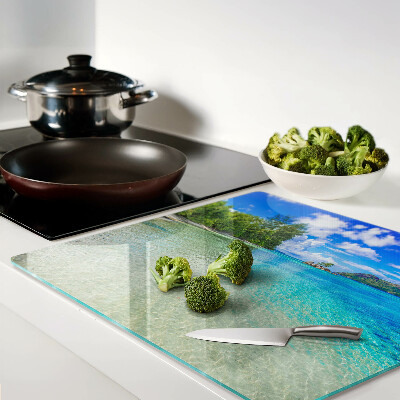 Glasschneidebrett Tropischer Strand mit azurblauem Wasser