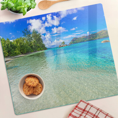 Glasschneidebrett Tropischer Strand mit azurblauem Wasser