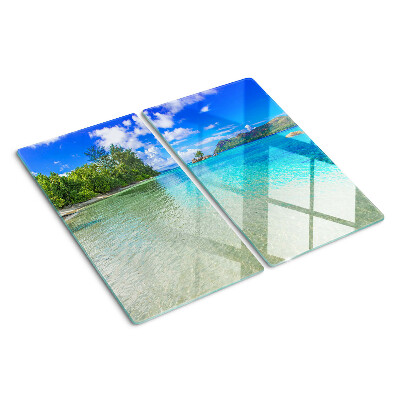 Glasschneidebrett Tropischer Strand mit azurblauem Wasser