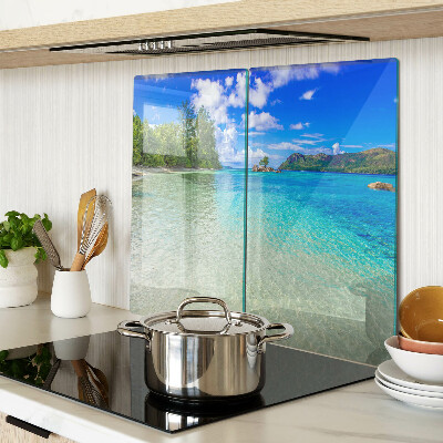 Glasschneidebrett Tropischer Strand mit azurblauem Wasser