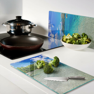 Glasschneidebrett Tropischer Strand mit azurblauem Wasser