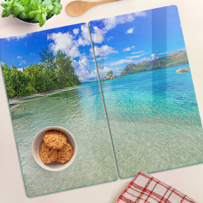 Glasschneidebrett Tropischer Strand mit azurblauem Wasser