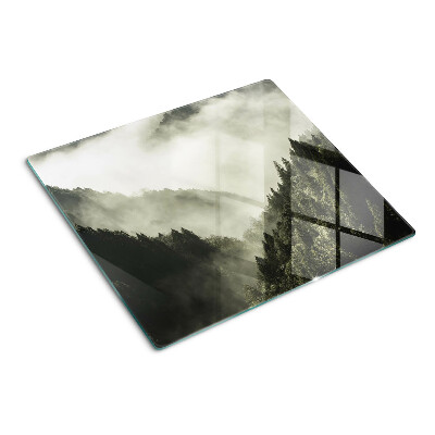 Glasschneidebrett Berglandschaft mit Nebel
