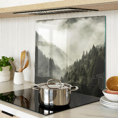 Glasschneidebrett Berglandschaft mit Nebel