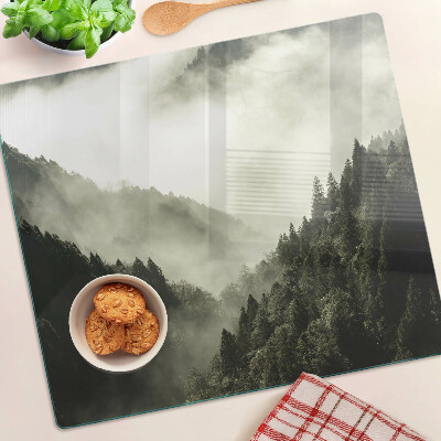 Glasschneidebrett Berglandschaft mit Nebel