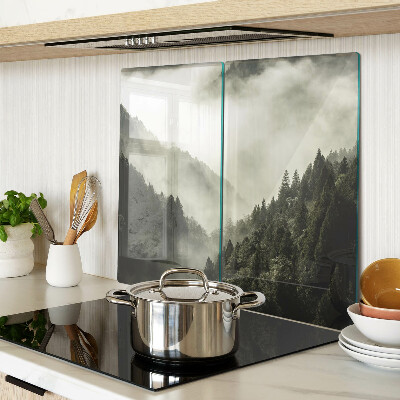 Glasschneidebrett Berglandschaft mit Nebel