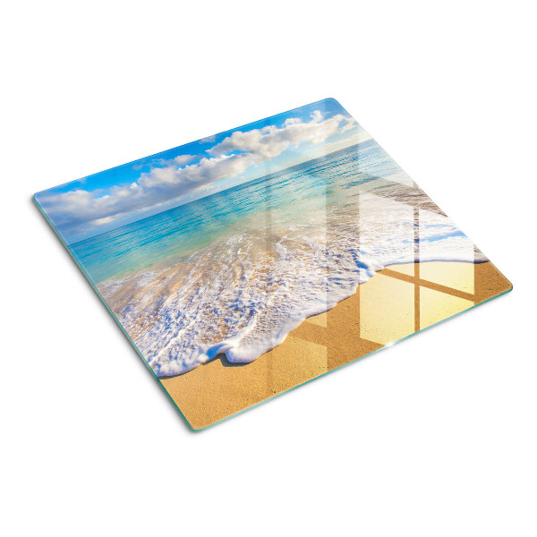 Schneidebrett glas Strand mit Wellen und Wolken