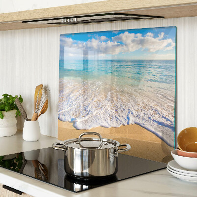Schneidebrett glas Strand mit Wellen und Wolken
