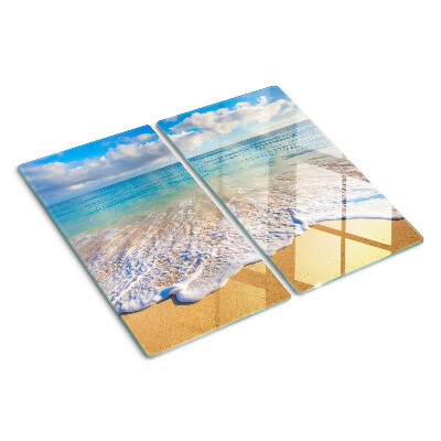 Schneidebrett glas Strand mit Wellen und Wolken
