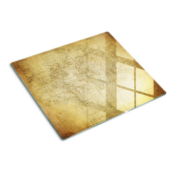 Glasschneidebrett Alte Weltkarte