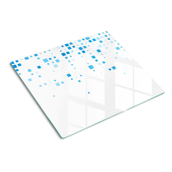 Glasschneidebrett Blaue Quadrate auf weißem Hintergrund