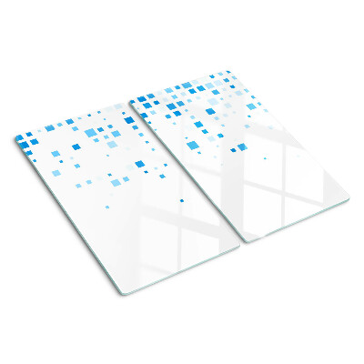 Glasschneidebrett Blaue Quadrate auf weißem Hintergrund