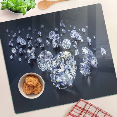 Glasschneidebrett Kristalle und Diamanten