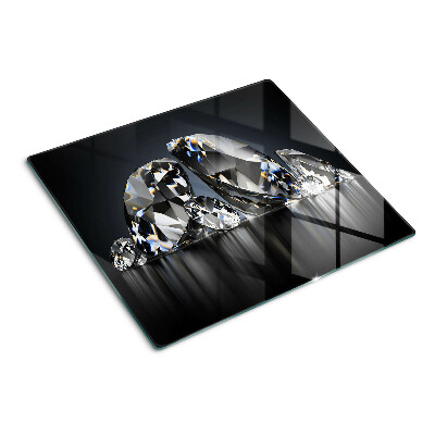 Schneidebrett glas Diamanten auf schwarzem Hintergrund