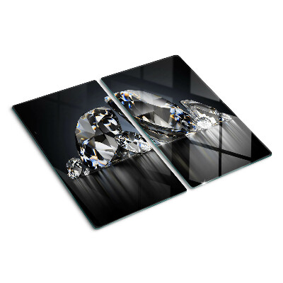 Schneidebrett glas Diamanten auf schwarzem Hintergrund