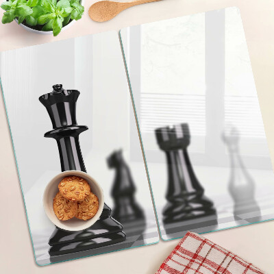 Schneidebrett glas Schach, König und Turm
