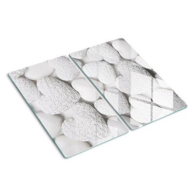 Schneidebrett glas Weiße Herzen mit Muster