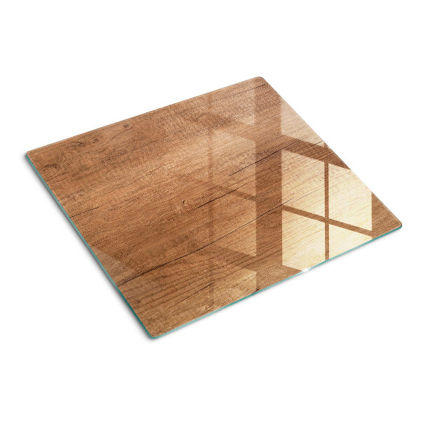 Schneidebrett glas Holz mit Fensterreflexion