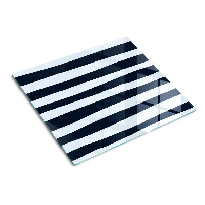 Glasschneidebrett Marineblaue und weiße vertikale Streifen