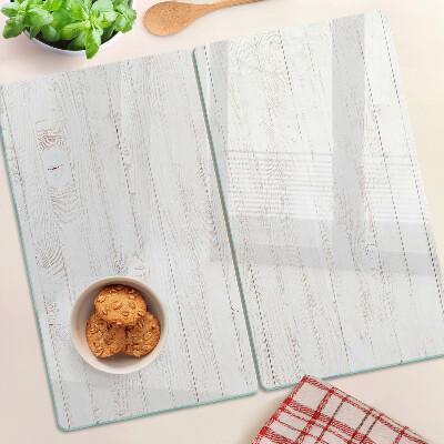 Glasschneidebrett Weiße Holzbretter