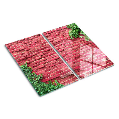 Glasschneidebrett Ziegelmauer mit Pflanzen