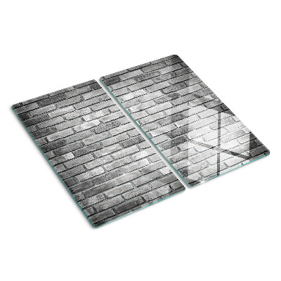 Glasschneidebrett Ziegelwand in Grautönen